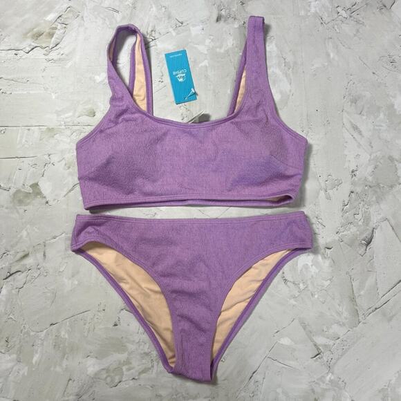 NEW CUPSHE Lavender Square Neck Bikini Top & Standard Bottoms Set SIZE M - Picture 3 of 4
